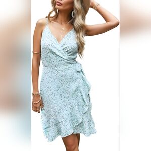 Women's V-Neck Floral Print Mini Dress MEDIUM